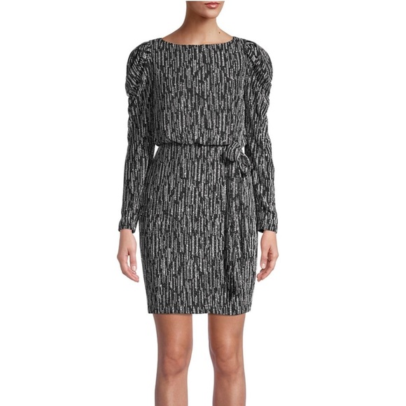 Aidan Mattox Dresses & Skirts - Aiden Mattox Puff Sleeve Metallic Knit Dress